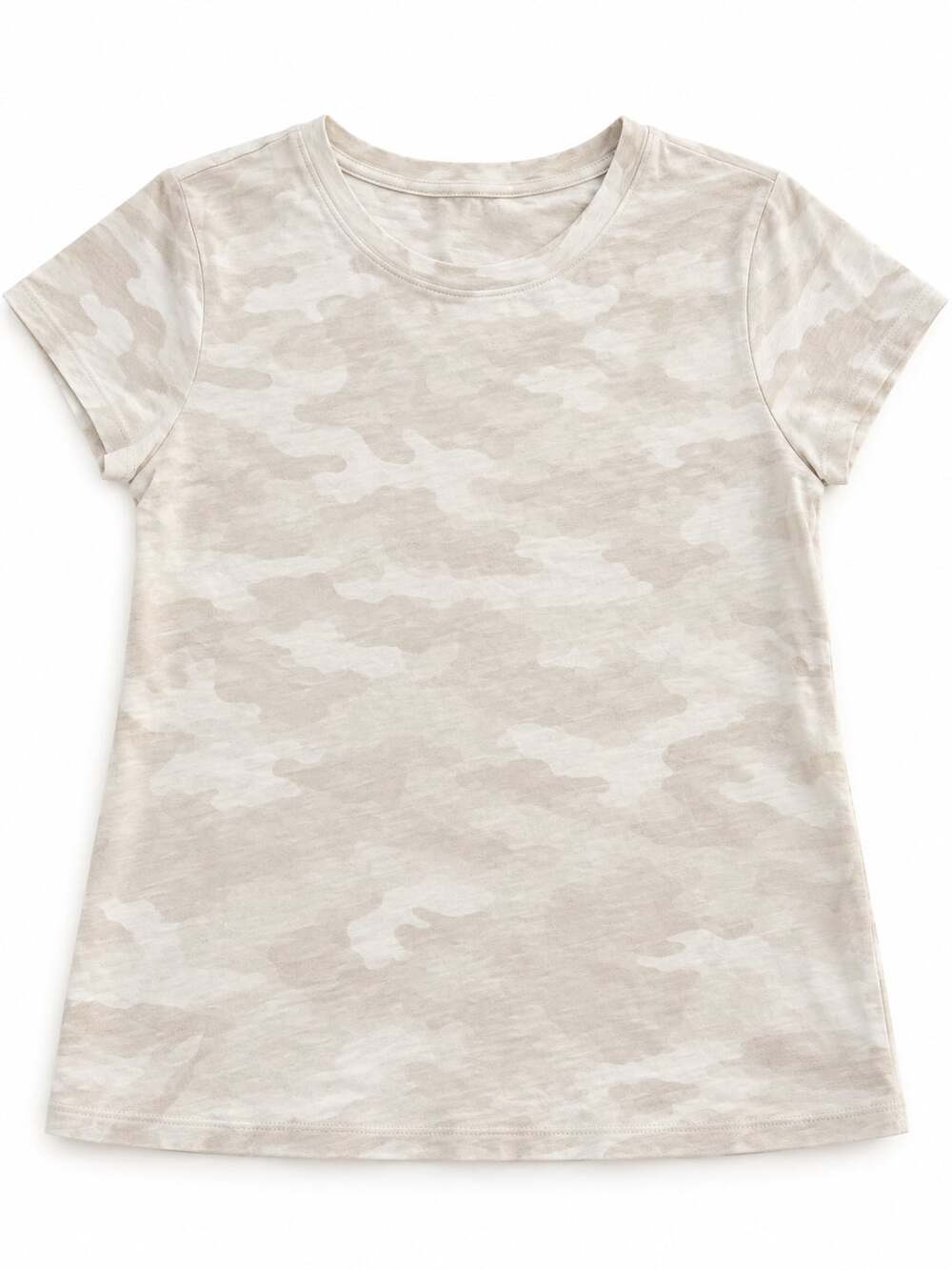 Athleta T-Shirt Size M Beige Camo Short Sleeve (y)